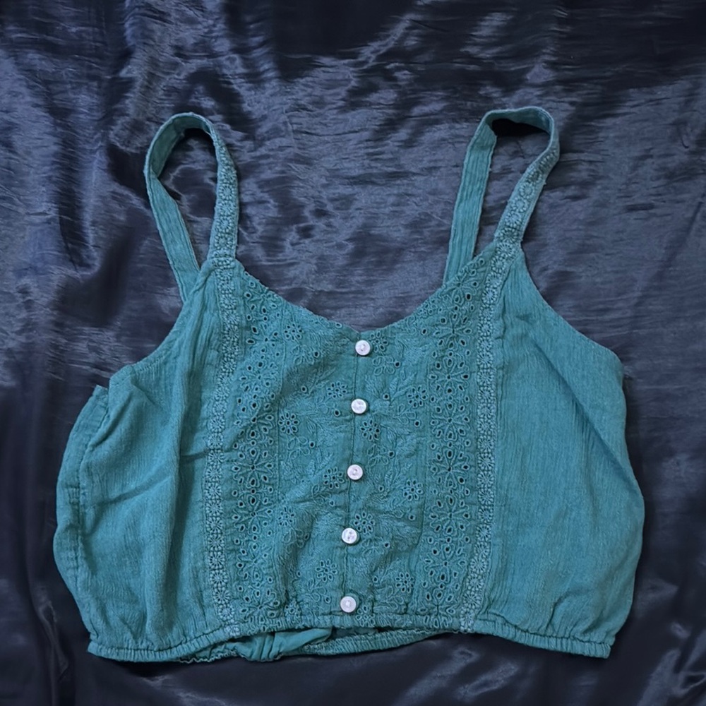 Green Button-Up Tank Top